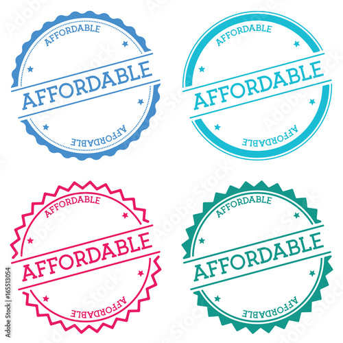 Affordable badge isolated on white background. Flat style round label with text. Circular emblem vector illustration.