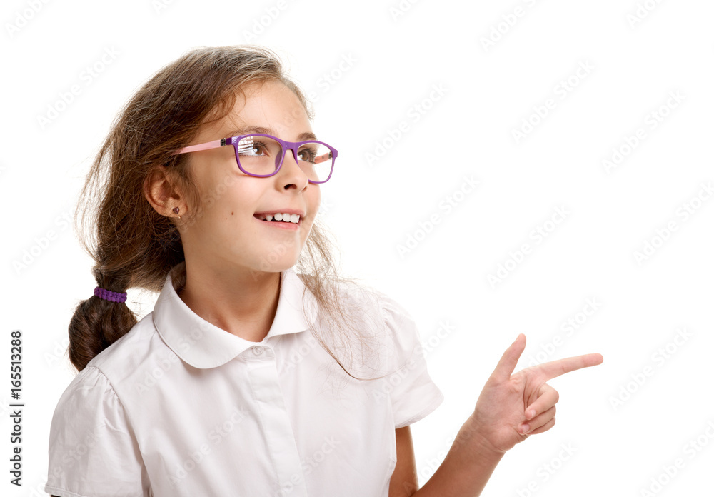 Girl pointing finger Girl pointing finger