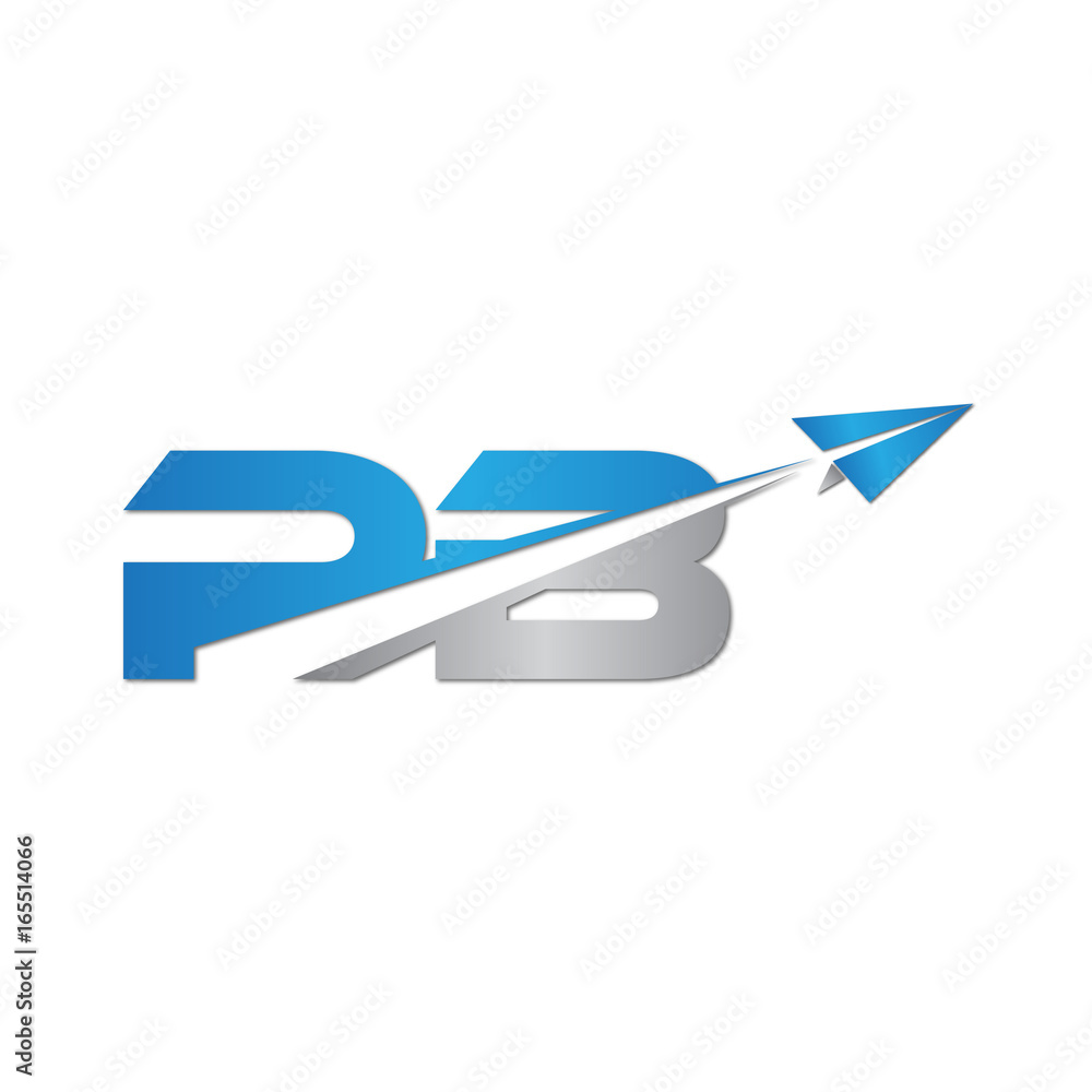 PB initial letter logo origami paper plane