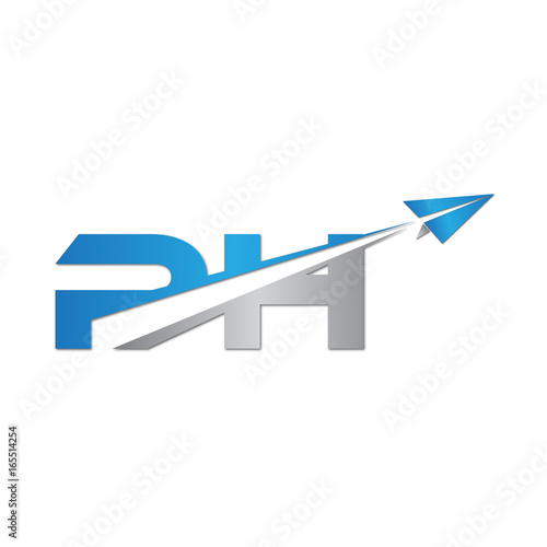 PH initial letter logo origami paper plane