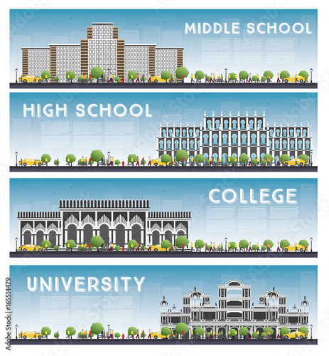 Set of University, High School and College Study Banners.