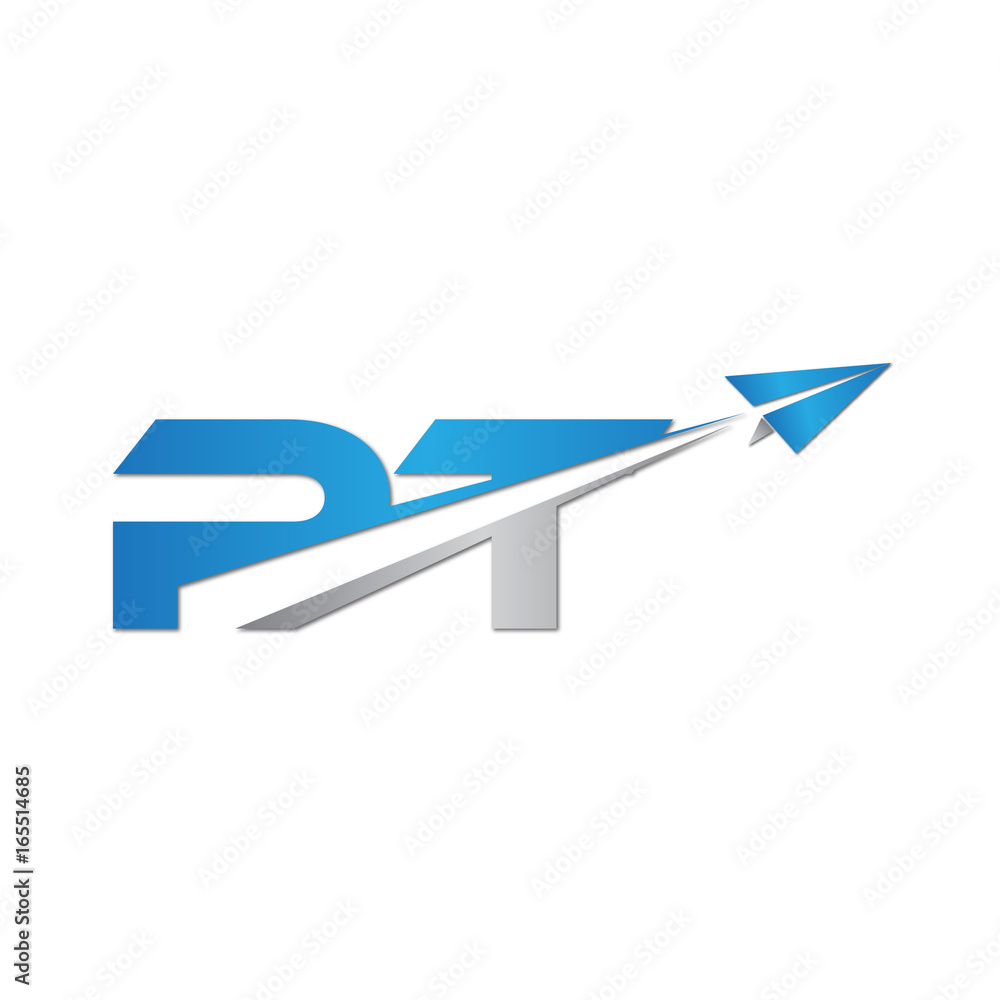 PT initial letter logo origami paper plane PT initial letter logo origami paper plane