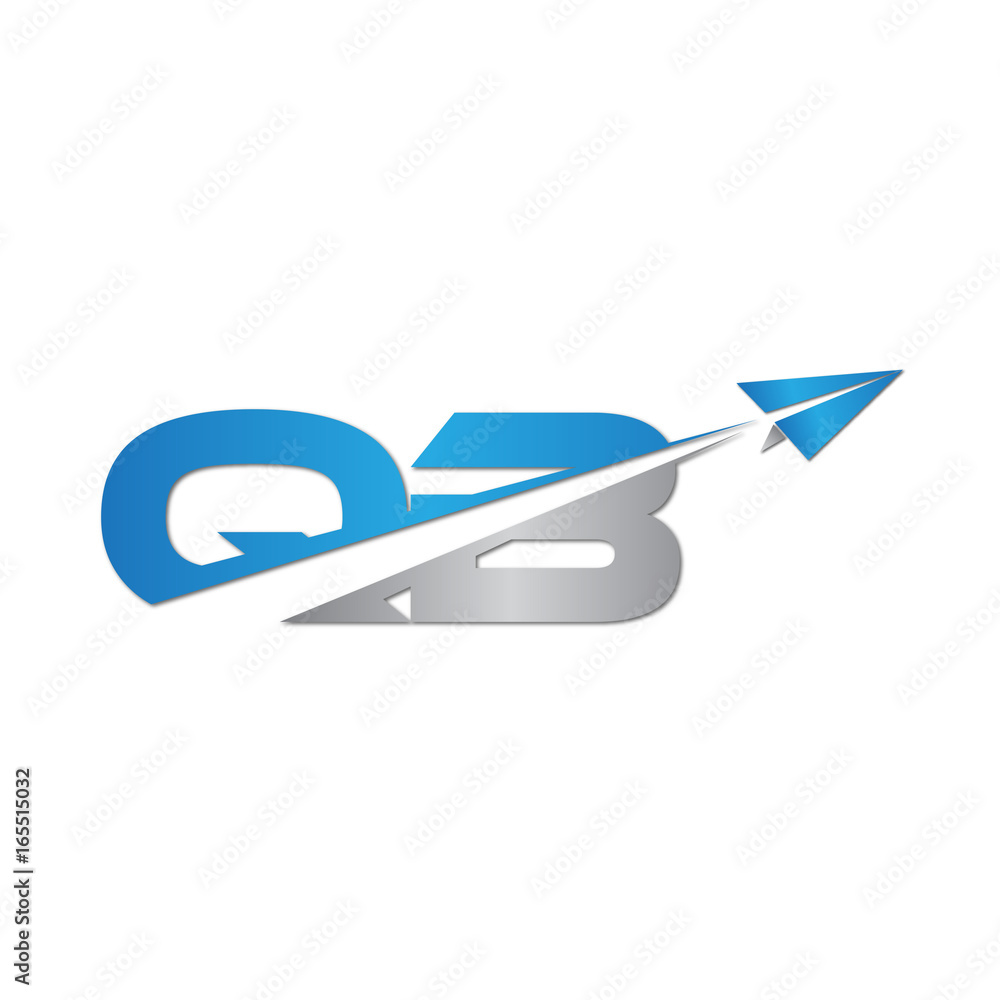 Fototapeta premium QB initial letter logo origami paper plane