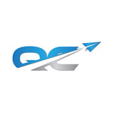 QC initial letter logo origami paper plane