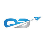 QD initial letter logo origami paper plane