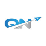 QN initial letter logo origami paper plane