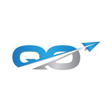 QO initial letter logo origami paper plane