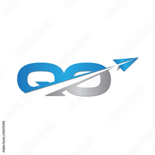 QO initial letter logo origami paper plane