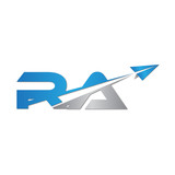 RA initial letter logo origami paper plane