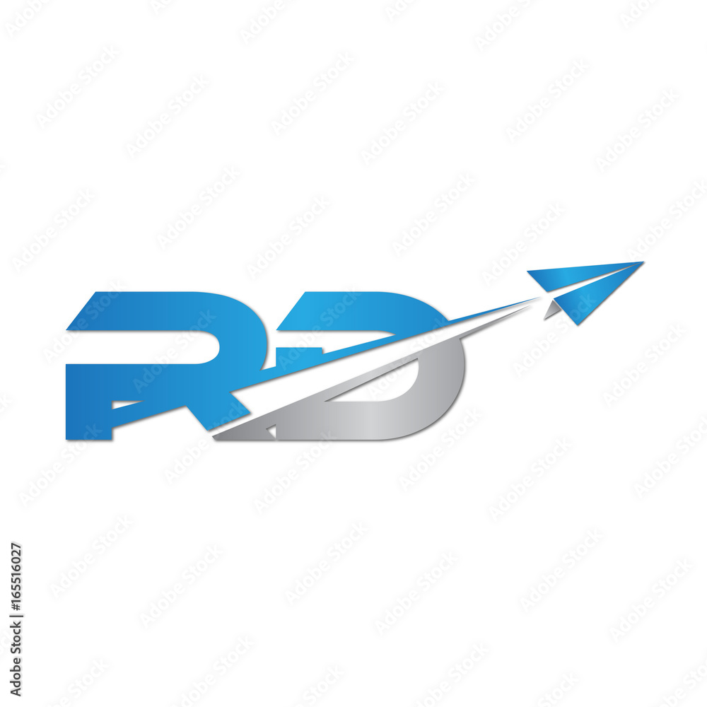 RD initial letter logo origami paper plane