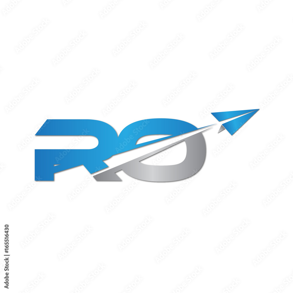 Fototapeta premium RO initial letter logo origami paper plane