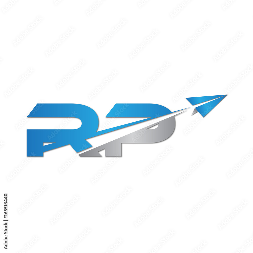 RP initial letter logo origami paper plane