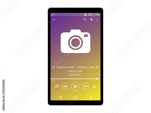 Music Player Interface on mobile phone vector illustration