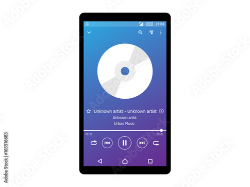 Music Player Interface on mobile phone vector illustration