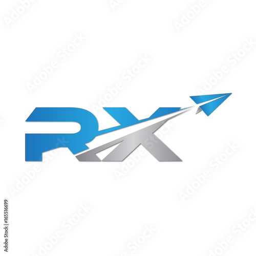 RX initial letter logo origami paper plane