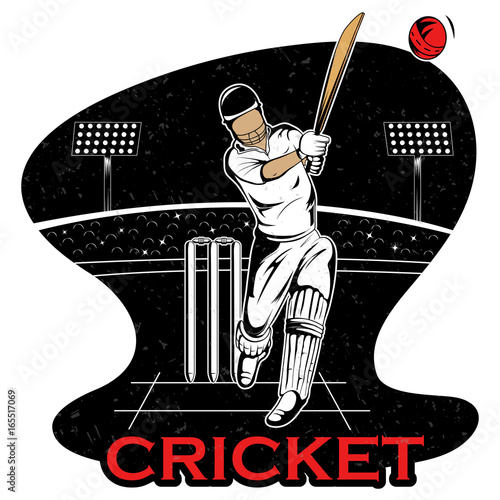 Batsman sports Player playing game of cricket