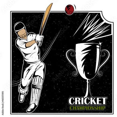 Batsman sports Player playing game of cricket