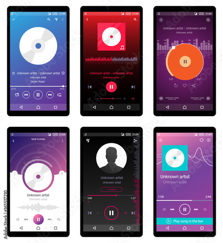 Music Player Interface on mobile phone vector illustration