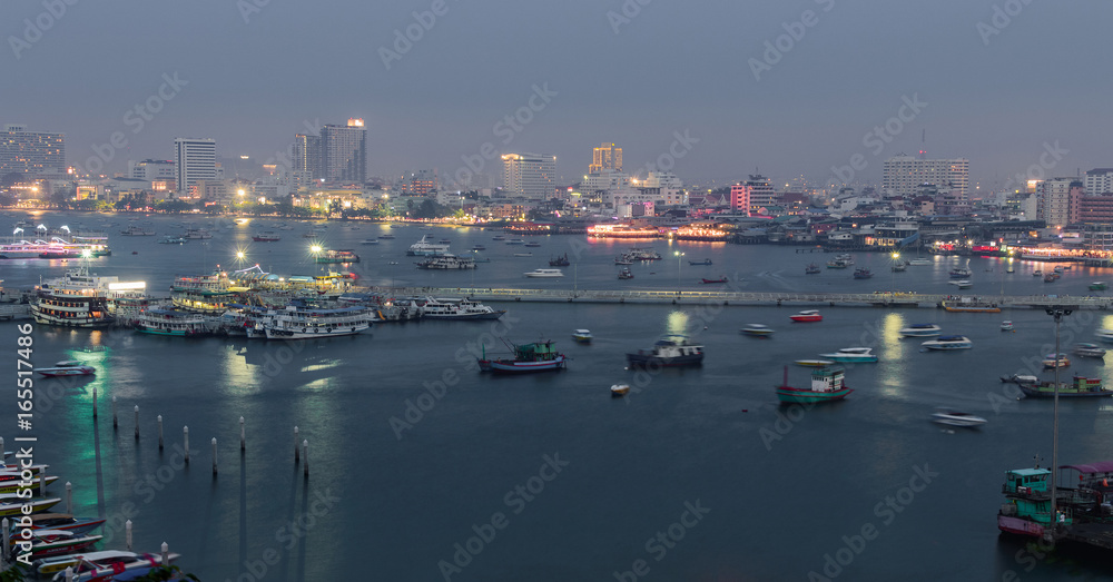 At night View of pattaya city beach at Pratumnak Viewpoint,Thailand