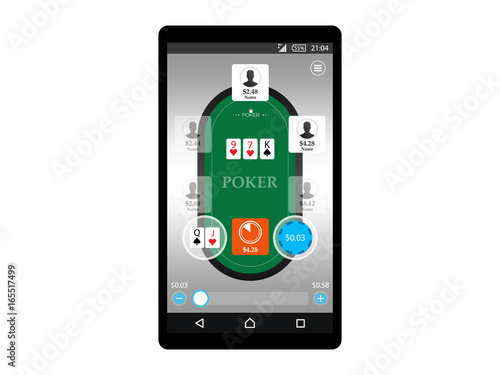 Online mobile poker game app concept vector illustration design