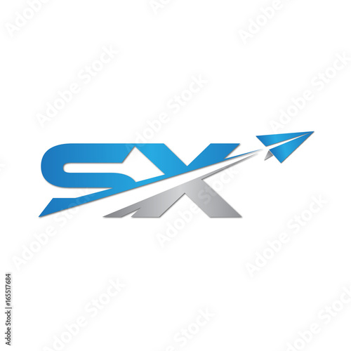 SX initial letter logo origami paper plane