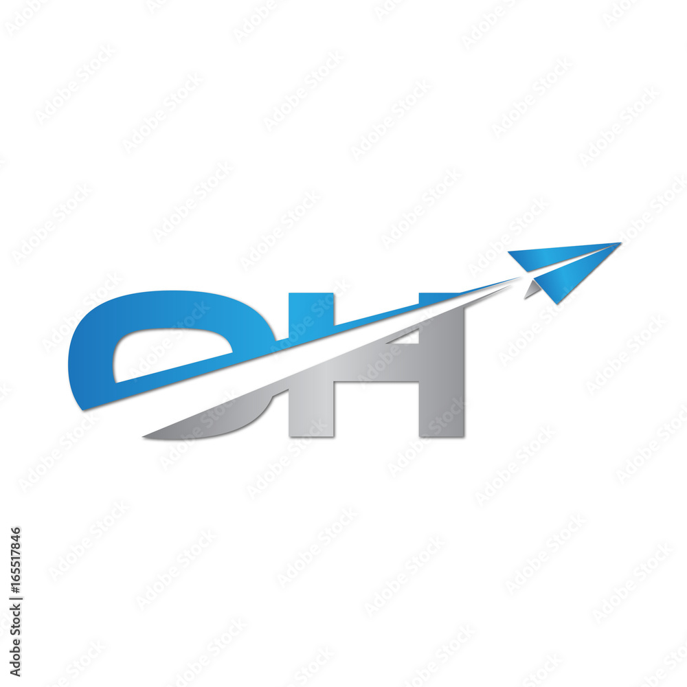 OH initial letter logo origami paper plane OH initial letter logo origami paper plane