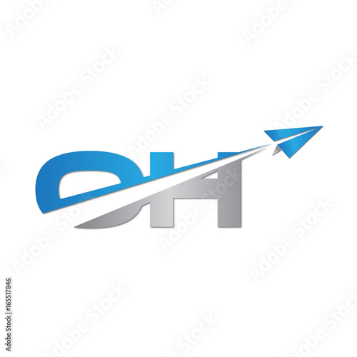 OH initial letter logo origami paper plane