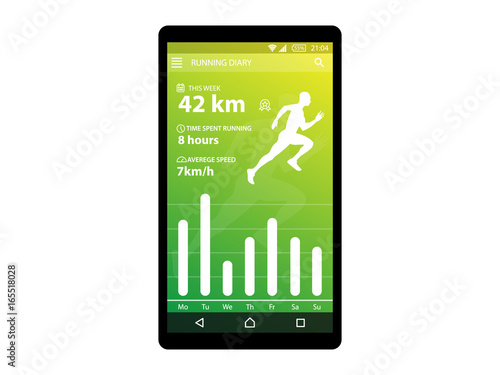 Running App Concept Fitness tracker app graphic user interface Vector