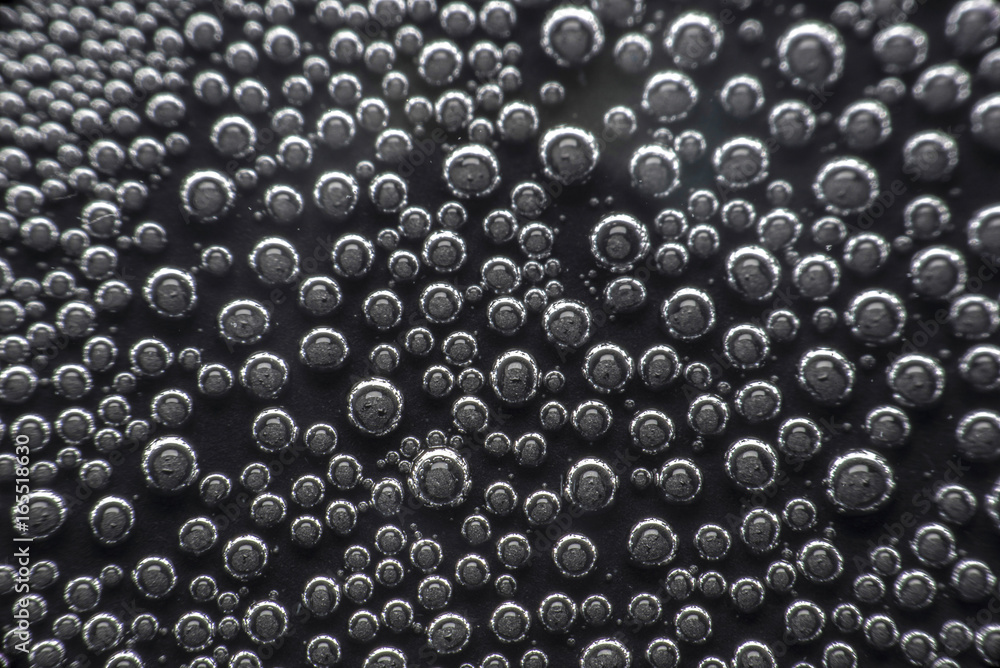 Close up Drop water on black floor