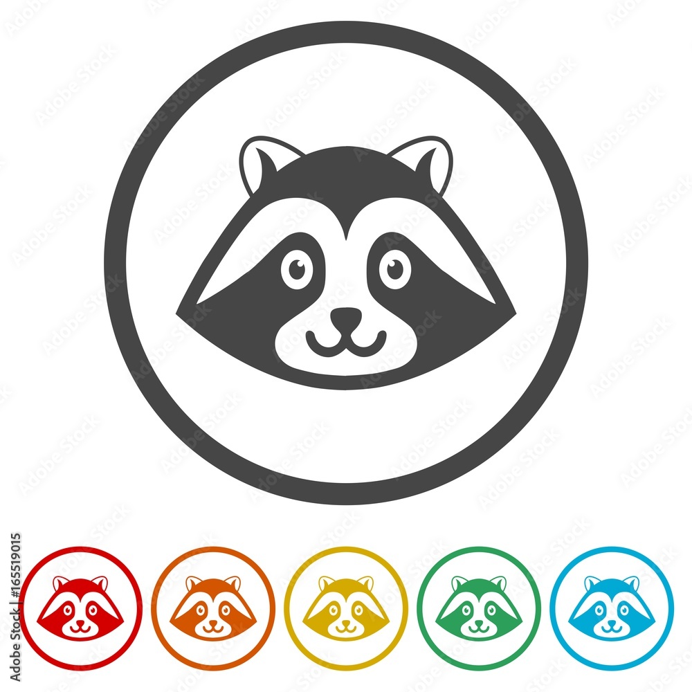 Fototapeta premium Silhouette of a raccoon icons set - Illustration 