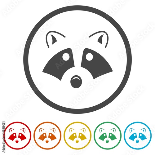 Silhouette of a raccoon icons set - Illustration 