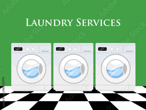 Laundry Services Flat Vector Background