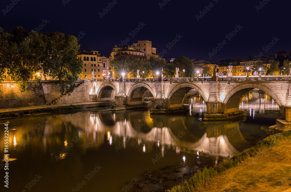 Bridge near Castle de Sant Angelo in Rome Italy