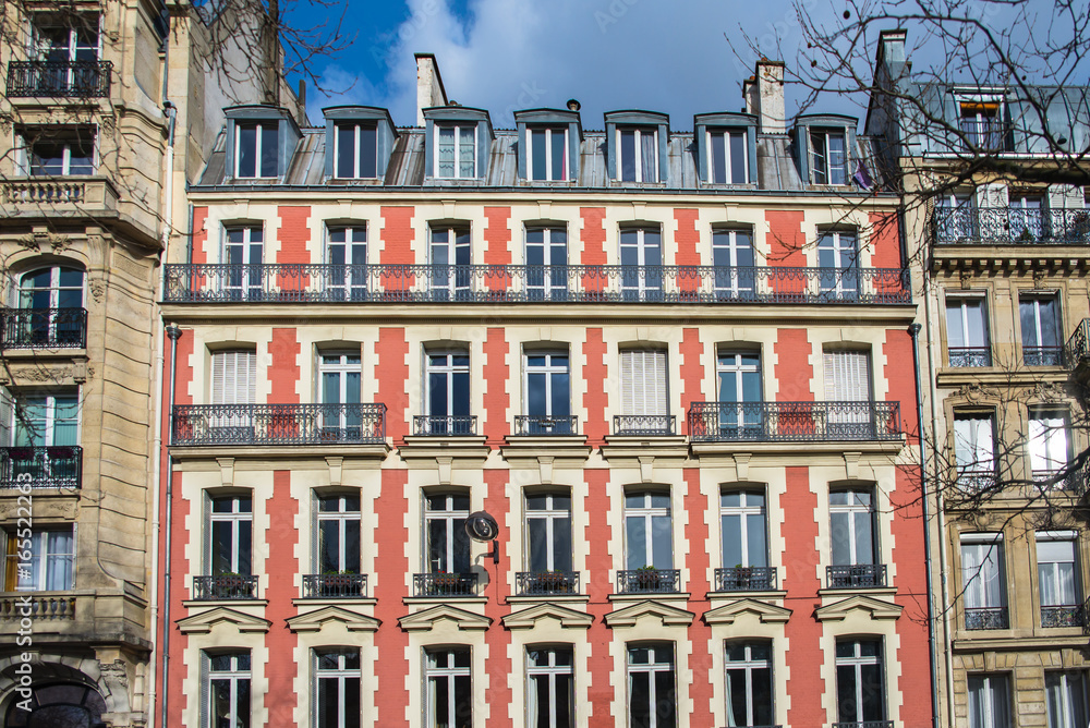  Pink facade, Paris, typical building 
