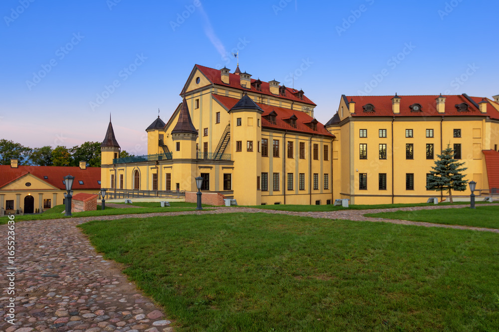  Medieval castle in the city Nesvizh, Belarus, historic landmark, old architecture