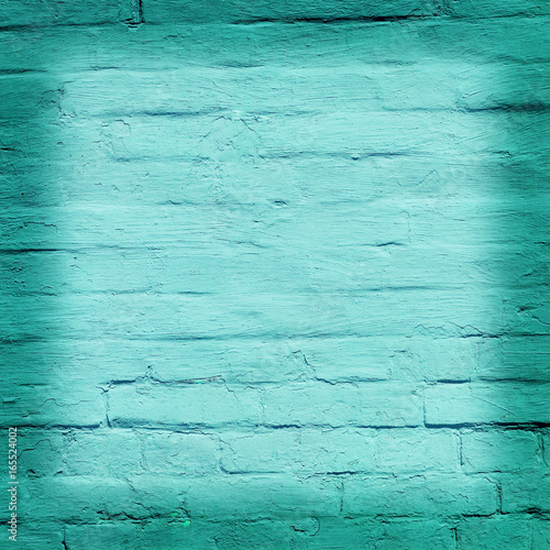 brick wall covered with blue lime