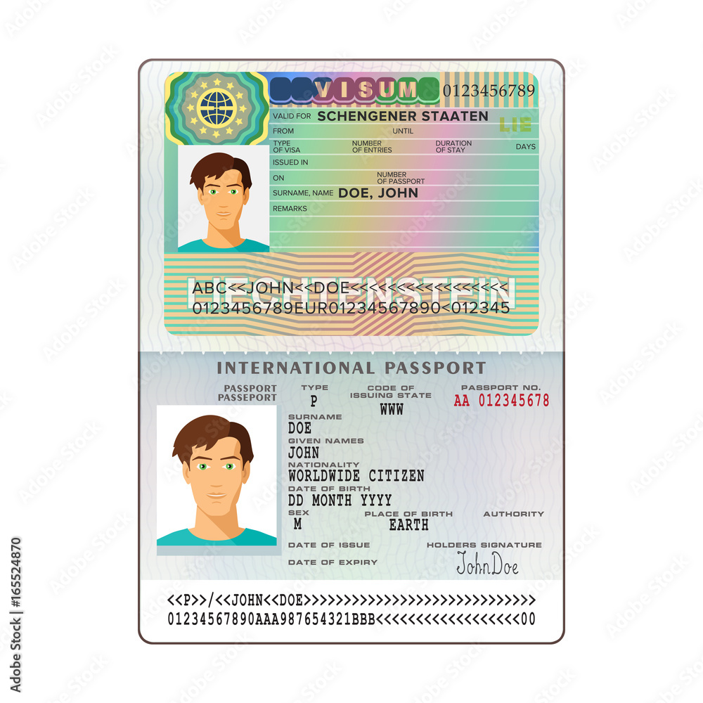 Vector international open passport with Liechtenstein visa Stock Vector |  Adobe Stock