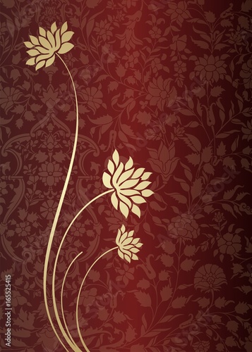Fototapeta Naklejka Na Ścianę i Meble -  water lily, wedding card design, royal India