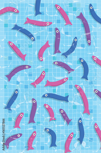 Canvas-taulu Many small fishes swimming in pool with clear water. Aquarium
