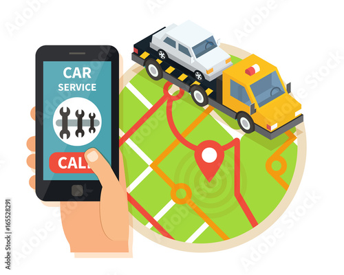 Evacuation service. Car assistance vector