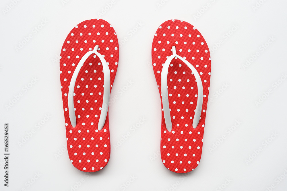 Red sandals isolated on white background