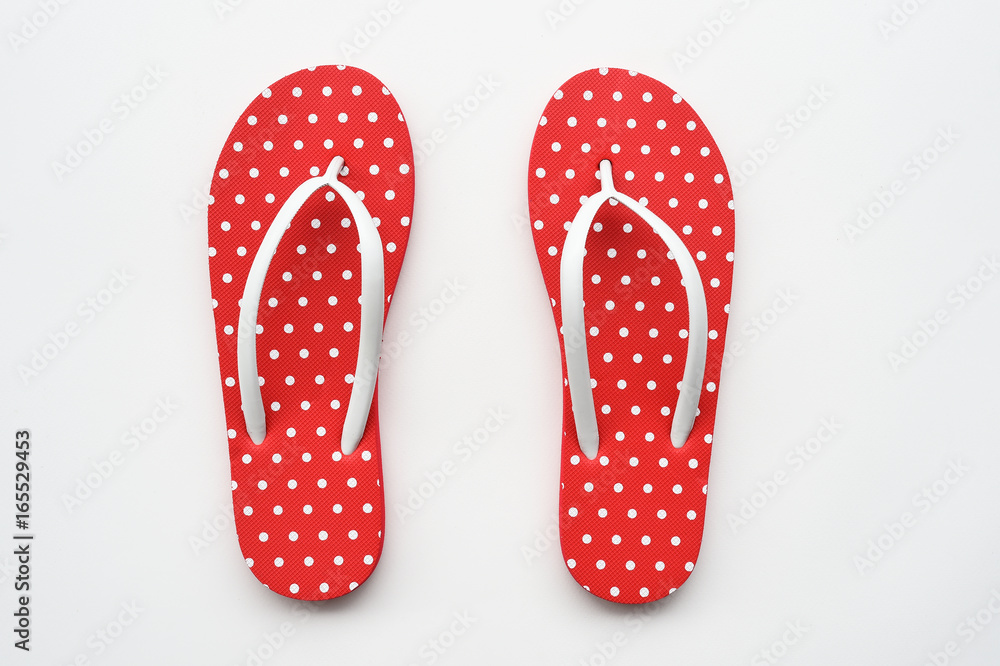 Red sandals isolated on white background Red sandals isolated on white background