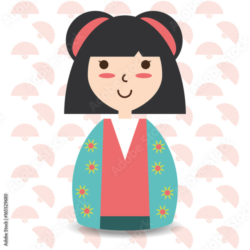 beauty woman with kimono and hairstyle design