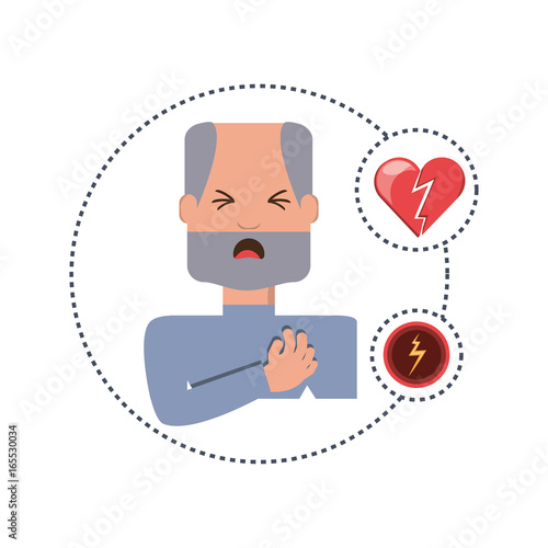 man with heart atack symptoms and condition