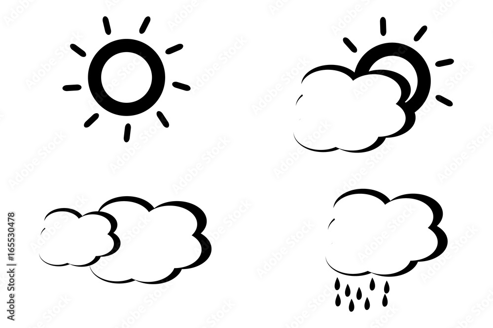 Abstract style black and white weather icons Abstract style black and white weather icons
