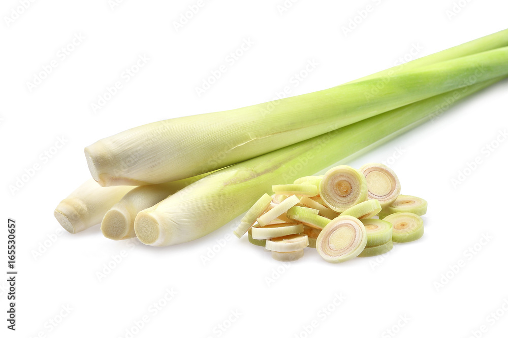 fresh Lemongrass with slice isolated on white background fresh Lemongrass with slice isolated on white background