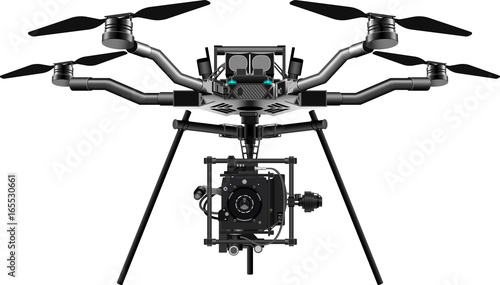 Drone illustration with 4K high definition camera and video recording for aerial filming and photography (fully editable eps vector and jpg)