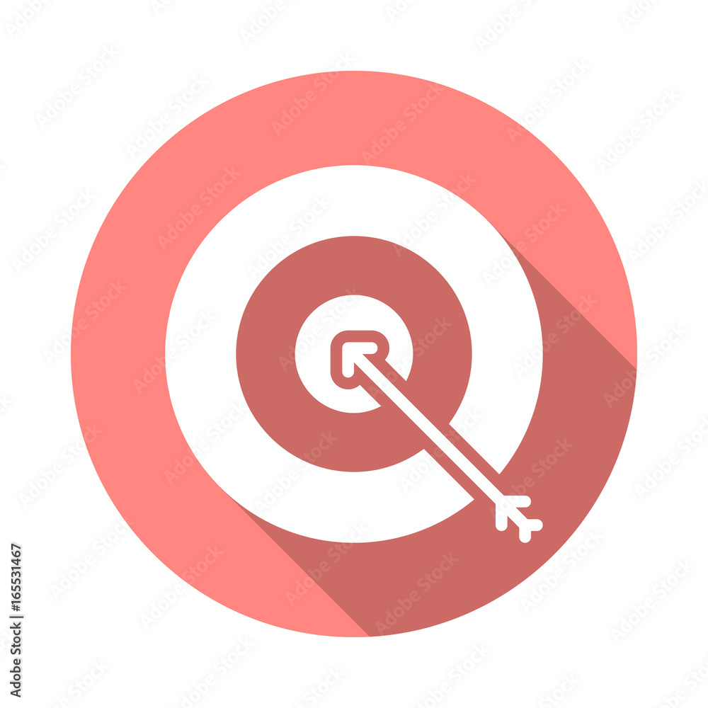 Target, goal flat icon. Round colorful button, Bullseye circular vector sign with long shadow effect. Flat style design Target, goal flat icon. Round colorful button, Bullseye circular vector sign with long shadow effect. Flat style design