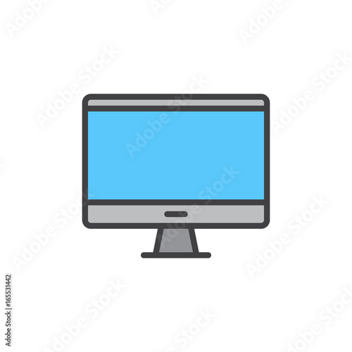 Desktop computer, monitor filled outline icon, line vector sign, linear colorful pictogram isolated on white. Symbol, logo illustration. Pixel perfect vector graphics