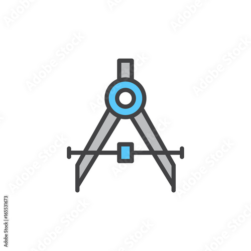 Drafting compass filled outline icon, line vector sign, linear colorful pictogram isolated on white. Symbol, logo illustration. Pixel perfect vector graphics